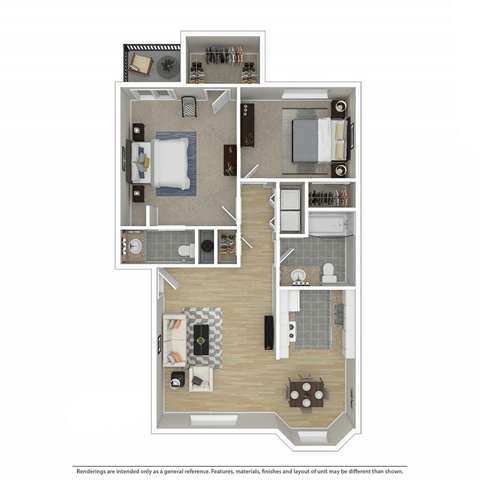a floor plan of a furnished two bedroom apartment